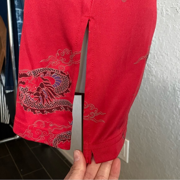 90s Chinese Dragon Red Mini dress - Picture 2 of 7